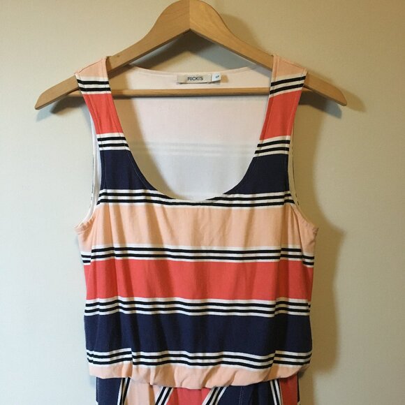 Rayon Sailor Stripe Summer Sleeveless Wrap Bubble Top Maxi Dress - Picture 4 of 16
